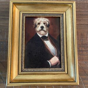 Elegant Dog Portrait in Gold Frame